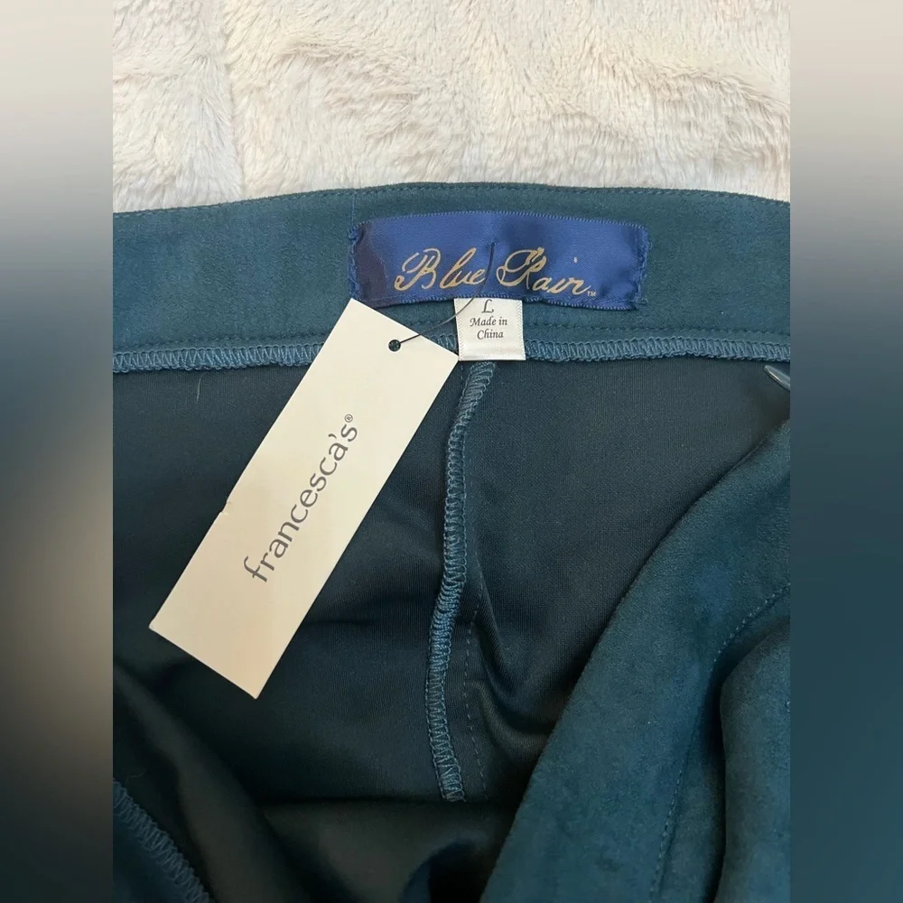🌿 Francesca’s Blue Rain Faux Suede Mini Skirt - Picture 4 of 5